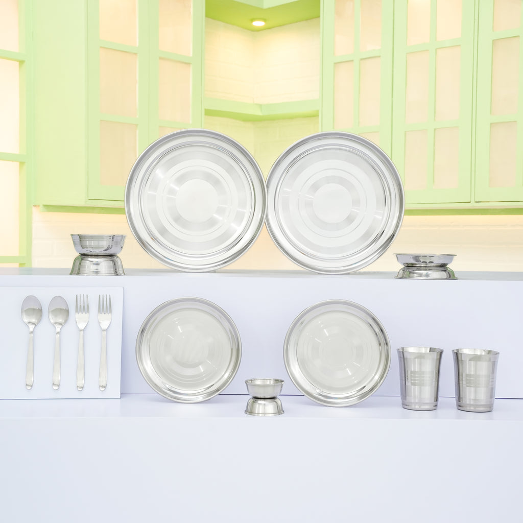 KIARAA Pack of 16 Pieces Stainless Steel Dinner Set