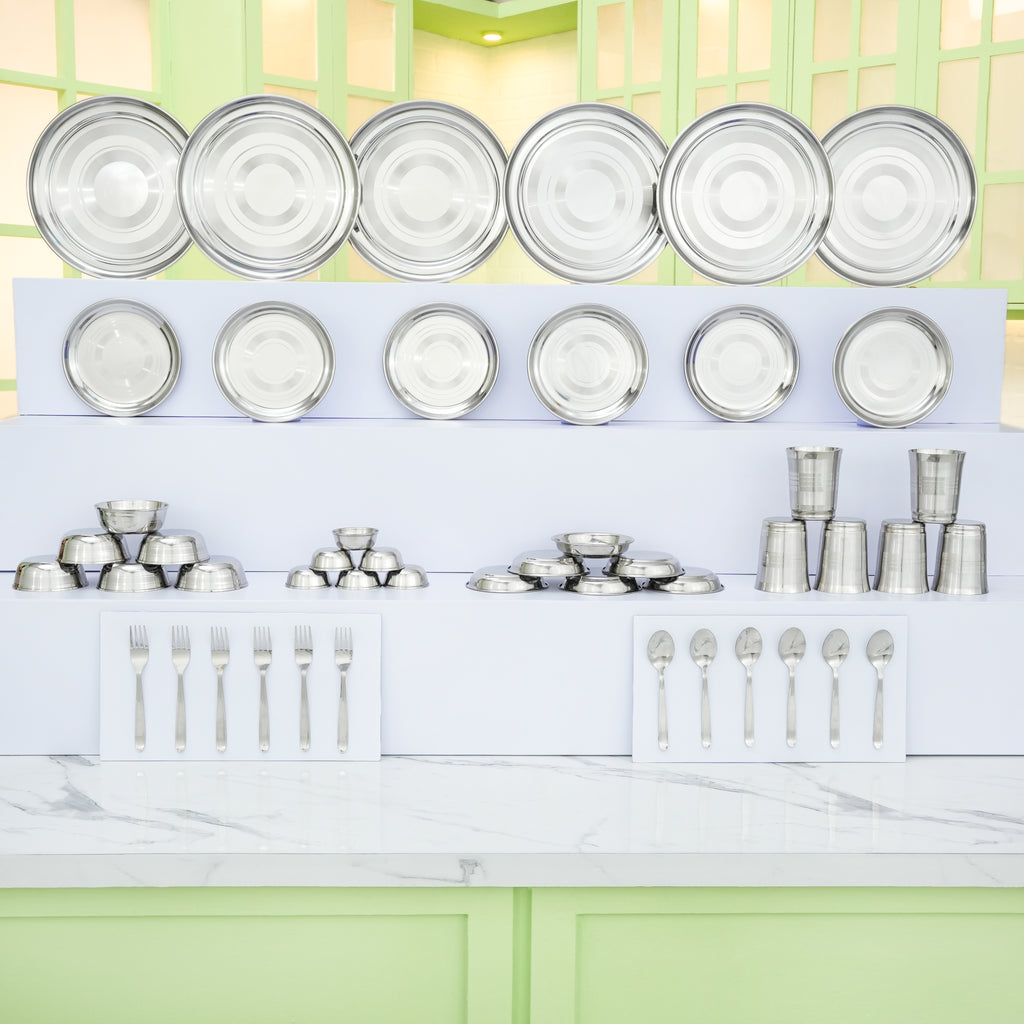 KIARAA PACK OF 48 PIECES STAINLESS STEEL DINNER SET