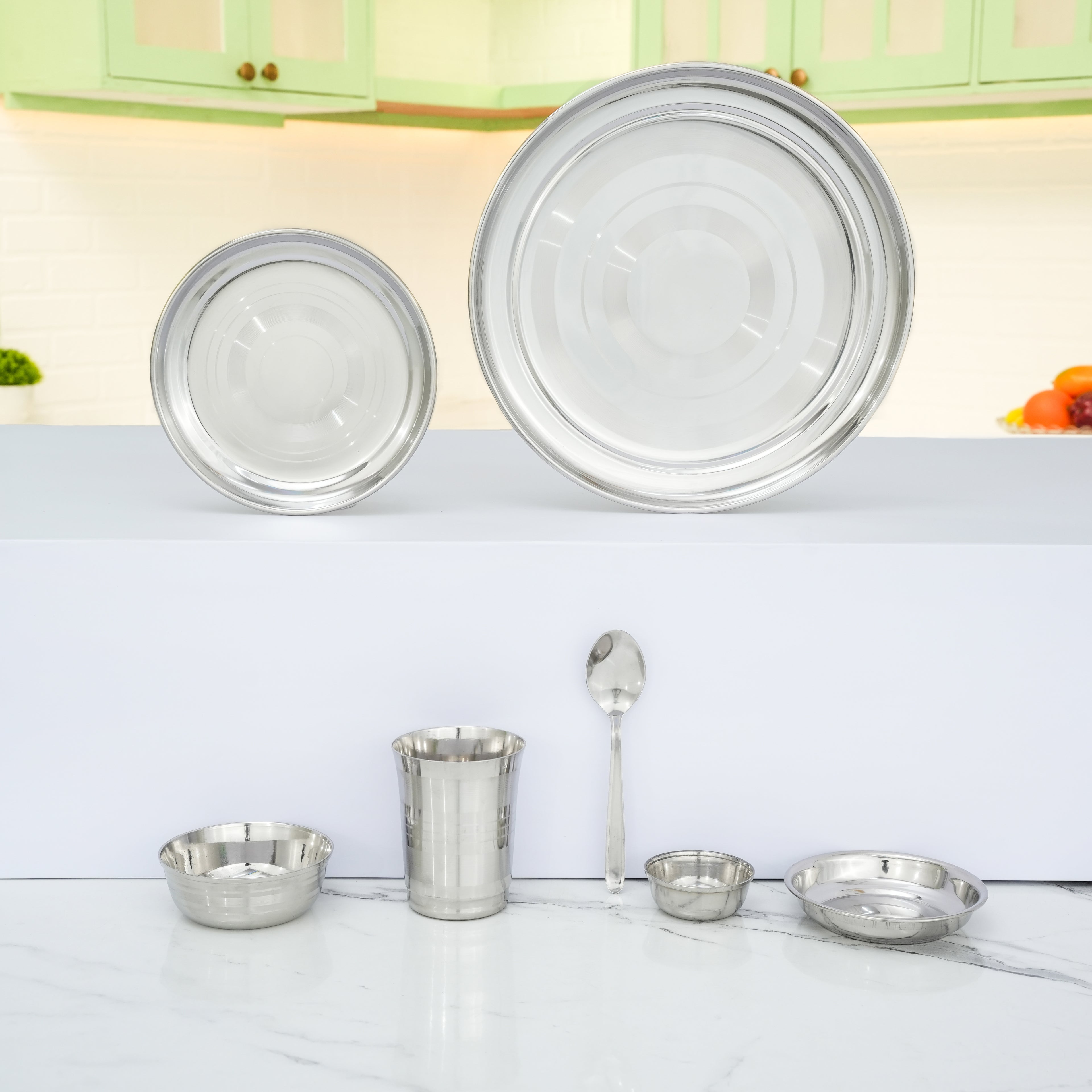 KIARAA Pack of 7 Pieces Stainless Steel Dinner Set