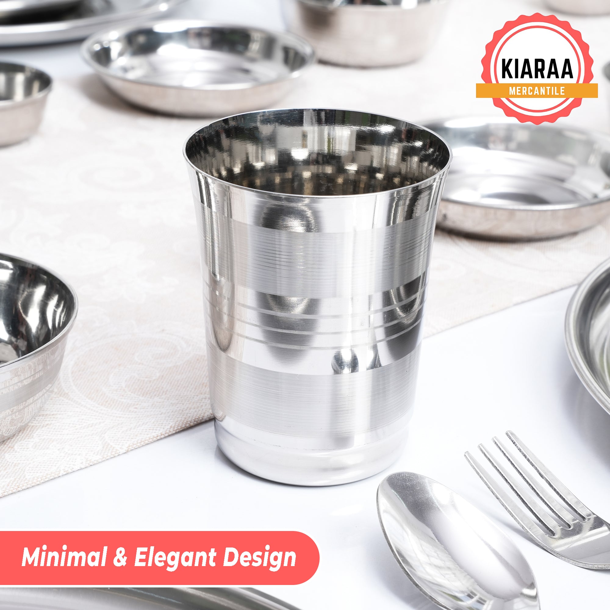 KIARAA Pack of 7 Pieces Stainless Steel Dinner Set