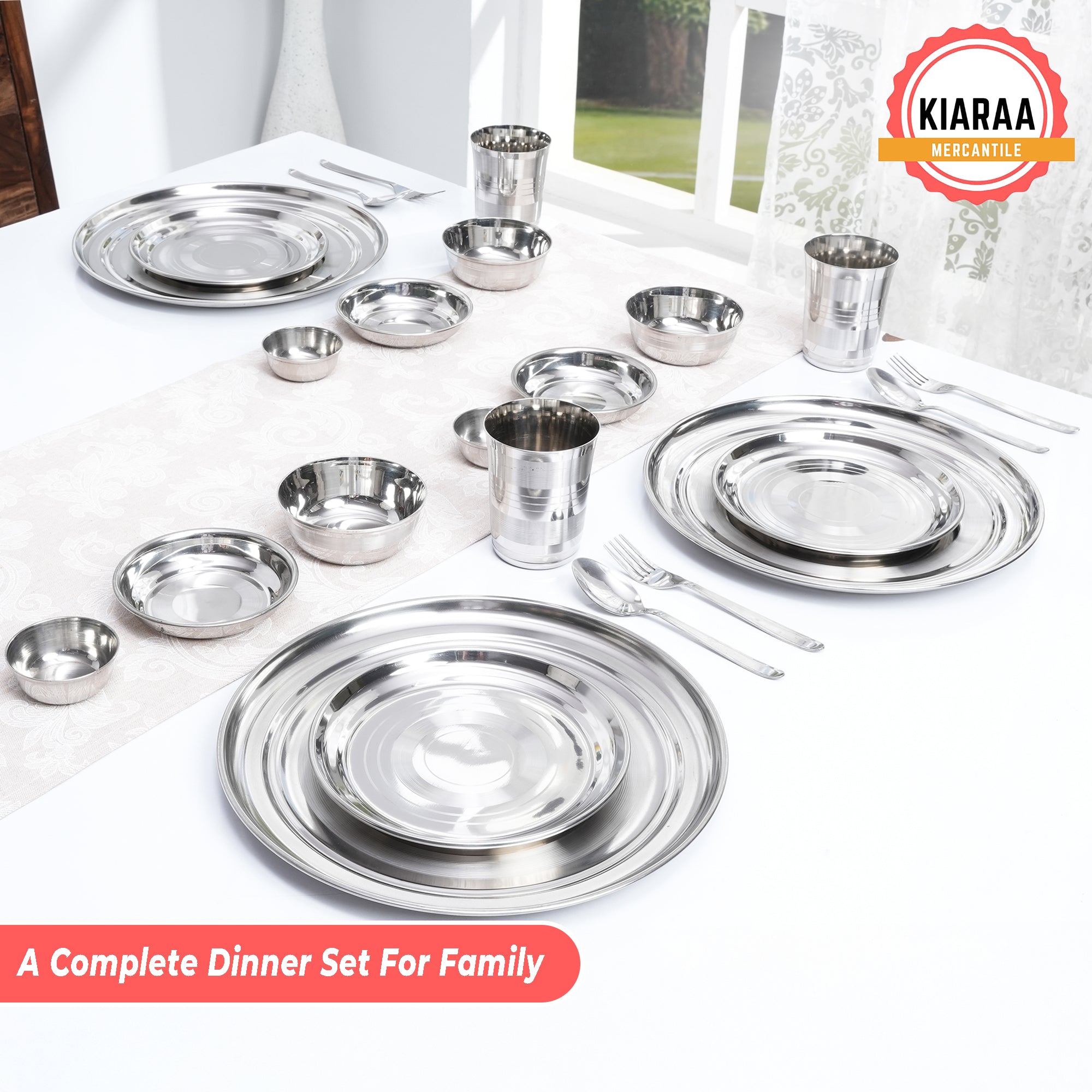 Pack of 24 Pieces Stainless Steel Dinner Set