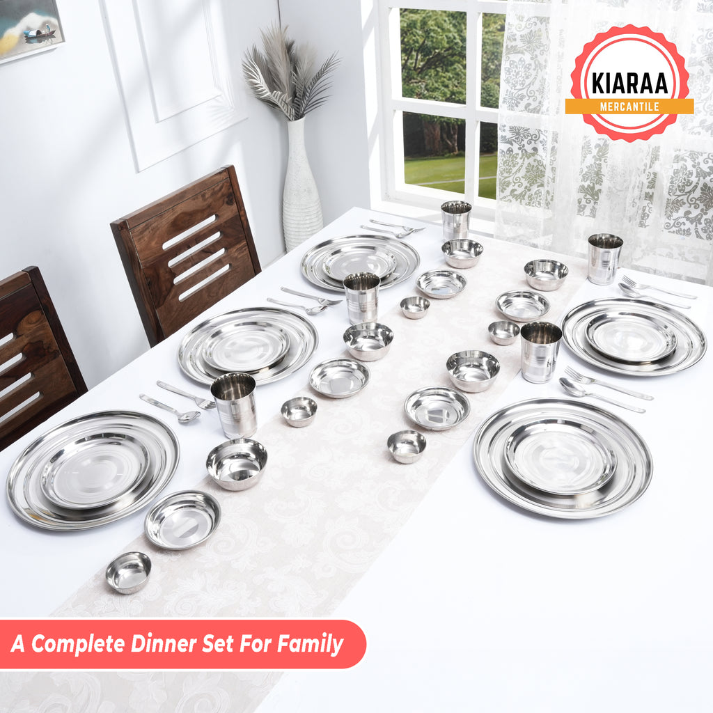 KIARAA PACK OF 40 PIECES STAINLESS STEEL DINNER SET
