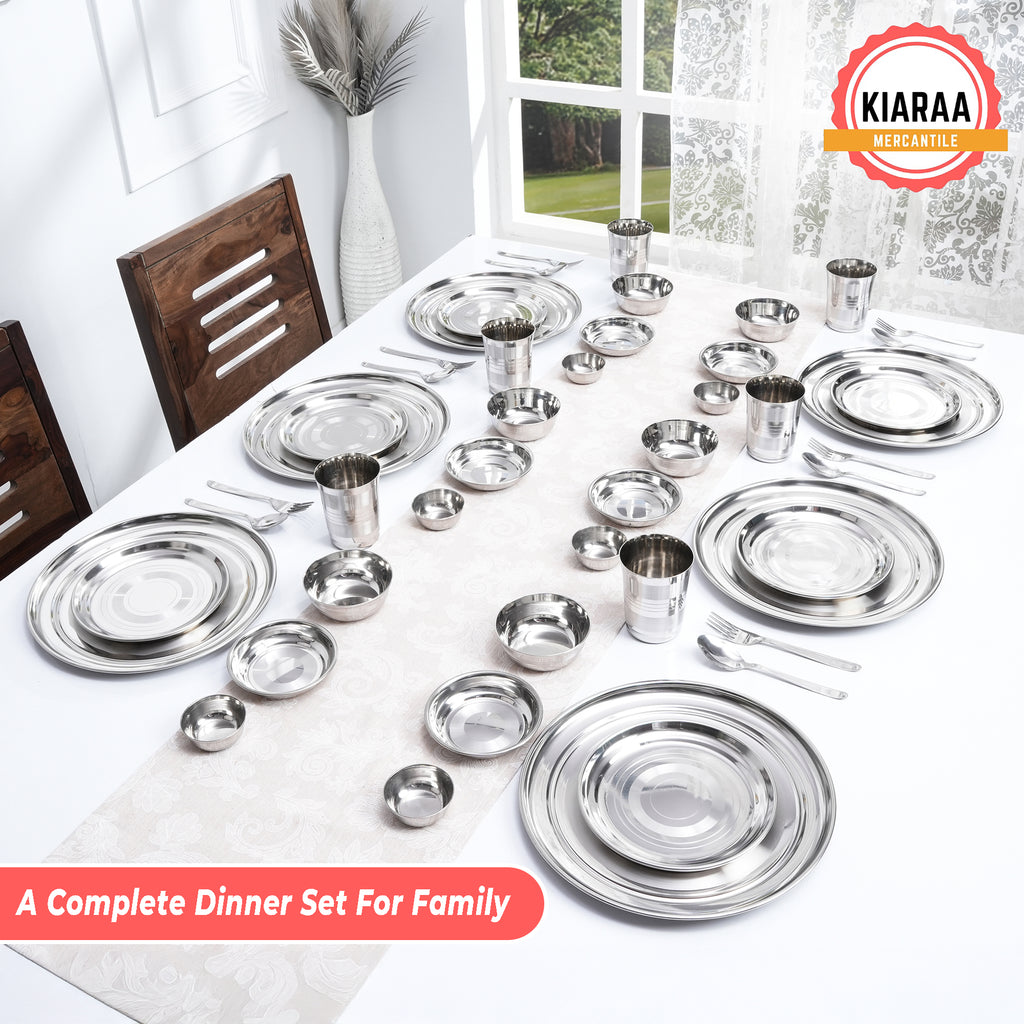 KIARAA PACK OF 48 PIECES STAINLESS STEEL DINNER SET